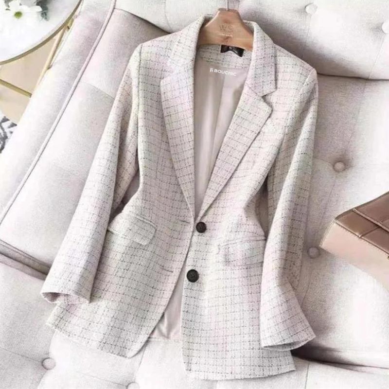 Classic Checkered Women's Blazer