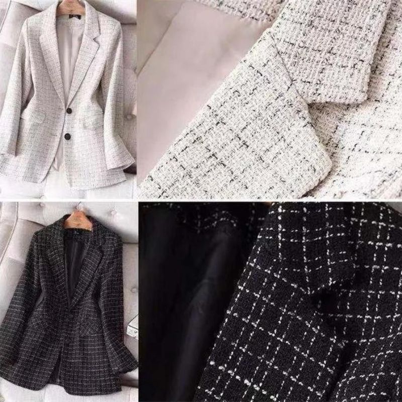 Classic Checkered Women's Blazer